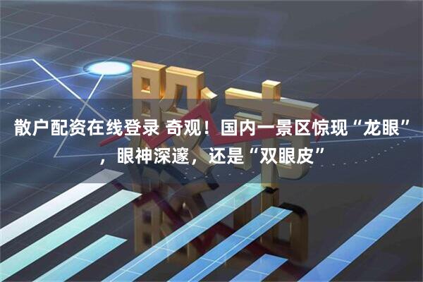 散户配资在线登录 奇观！国内一景区惊现“龙眼”，眼神深邃，还是“双眼皮”