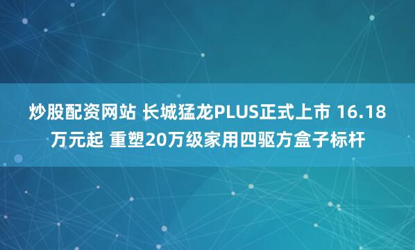 炒股配资网站 长城猛龙PLUS正式上市 16.18万元起 重塑20万级家用四驱方盒子标杆